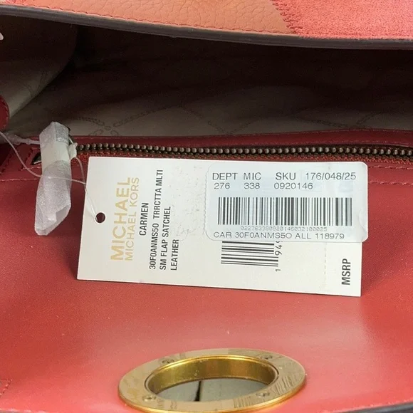 Michael‎ Kors Carmen Pink Flap Satchel Suede Patchwork Leather Crossbody Bag NWT - Picture 13 of 15